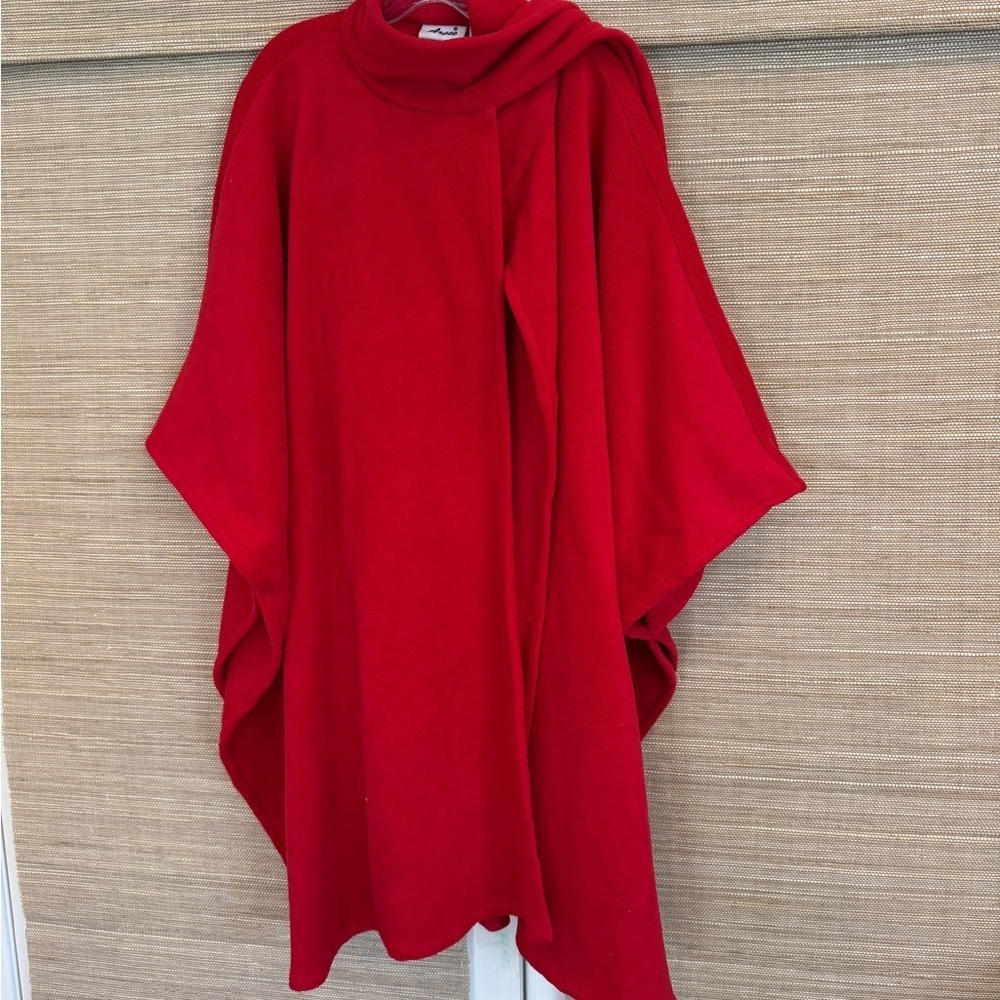Vintage Vibrant Red Poncho